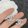 CHANEL-Full Rhinestone-studded Clear Earrings #2327