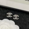CHANEL-Full Rhinestone-studded Clear Earrings #2327