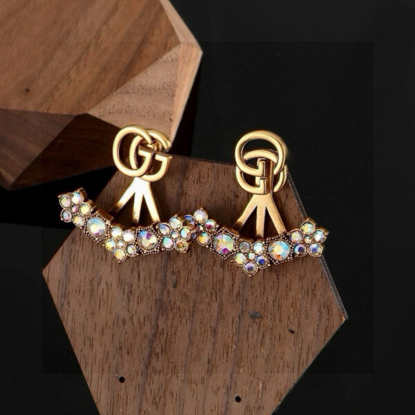 GUCCI-Gold Flower Diamond Stud Earrings # 2352