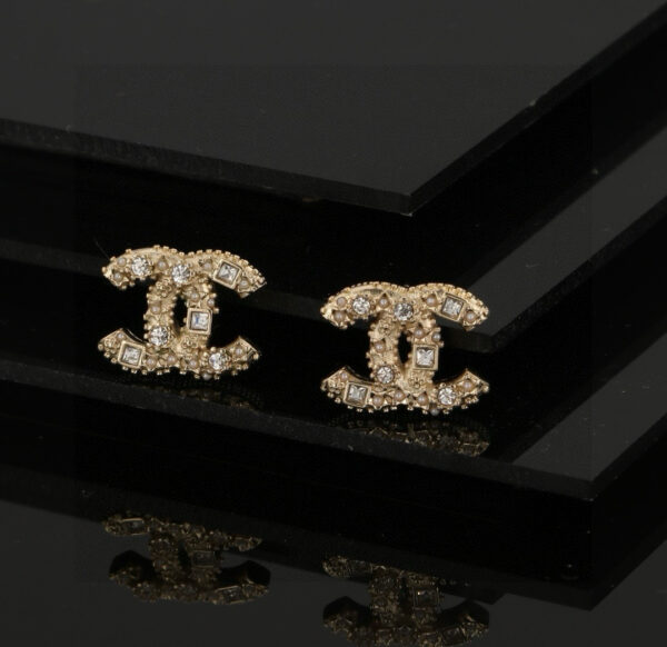 CHANEL-Pavé Diamond Stud Earrings #2354