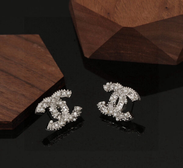 CHANEL-Pavé Diamond Stud Earrings #2354