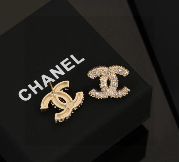 CHANEL-Pavé Diamond Stud Earrings #2354
