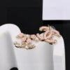 CHANEL-Pink Flower Diamond Earrings #2356