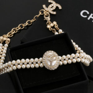 CHANEL-Oval Diamond-Embedded Double-Layer Necklace #2357