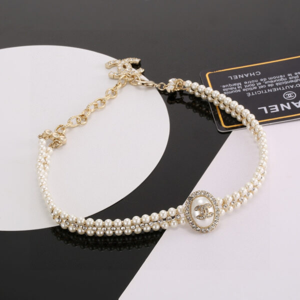 CHANEL-Oval Diamond-Embedded Double-Layer Necklace #2357