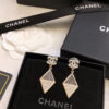 CHANEL-Triangular Black Diamond Stud Earrings # 2361
