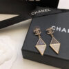 CHANEL-Triangular Black Diamond Stud Earrings # 2361