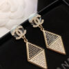 CHANEL-Triangular Black Diamond Stud Earrings # 2361