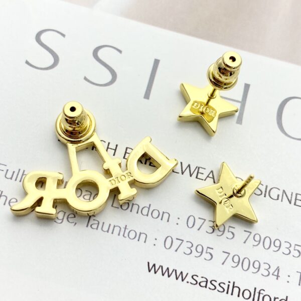 DIOR-Asymmetric Star and Letter Stud Earrings #2362