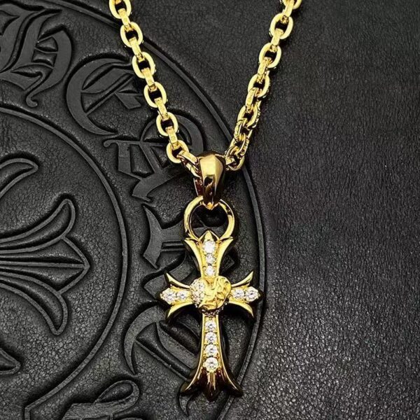 Chrome  Hearts-Gold Diamond Necklace #2372