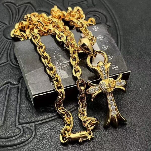 Chrome  Hearts-Gold Diamond Necklace #2372