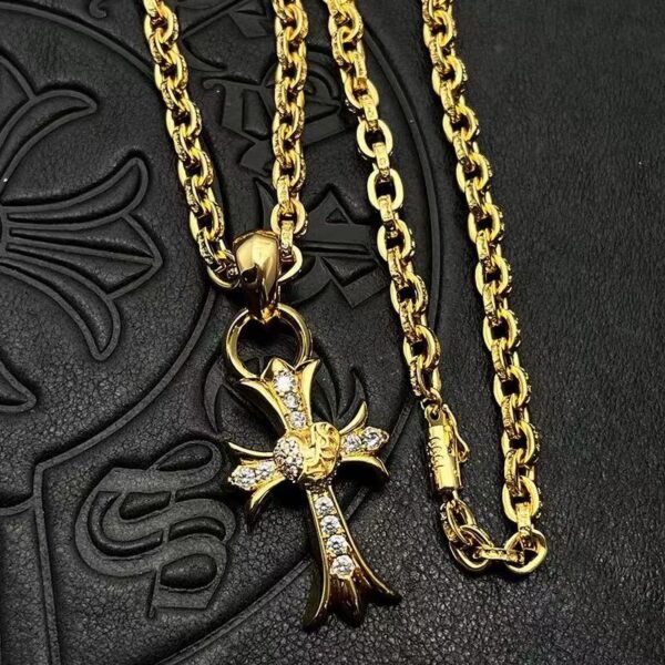 Chrome  Hearts-Gold Diamond Necklace #2372