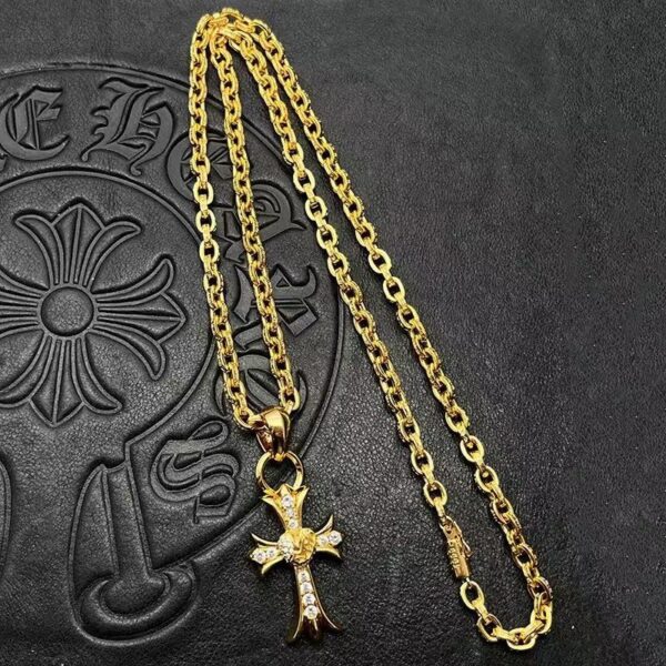 Chrome  Hearts-Gold Diamond Necklace #2372
