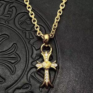 13410692307182489 Chrome Hearts-Gold Diamond Necklace #2372
