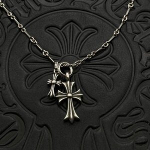 13410692722569673 Chrome Hearts-Large and Small Double Cross Necklace #2376