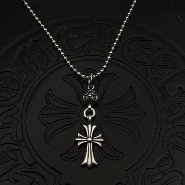 Chrome Hearts-Cross Pendant Beaded Chain Necklace #2377