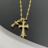 Chrome Hearts-Large & Small Dual Gold Cross Necklace #2379