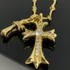 Chrome Hearts-Large & Small Dual Gold Cross Necklace #2379