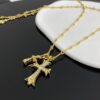 Chrome Hearts-Large & Small Dual Gold Cross Necklace #2379