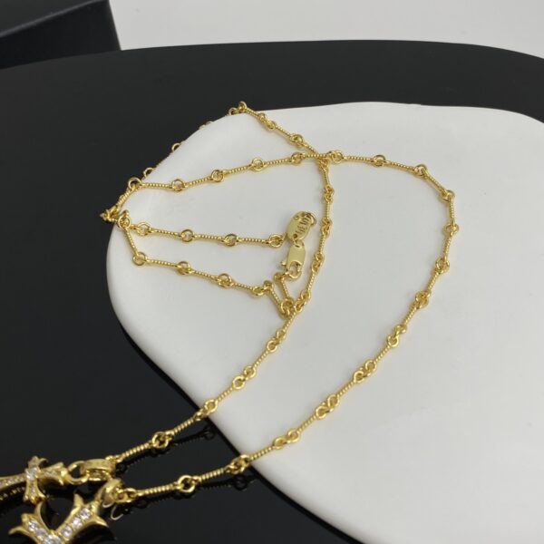 Chrome Hearts-Large & Small Dual Gold Cross Necklace #2379