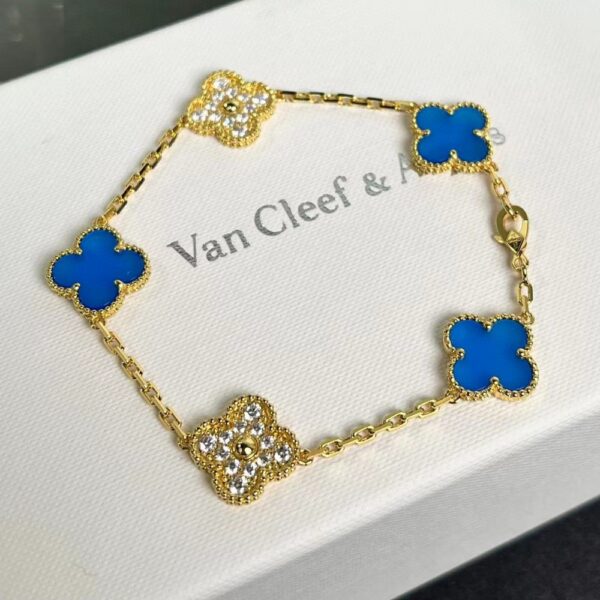 Van Cleef  Arpels #Blue Chalcedony Minimalist Diamond Bracelet  #2394