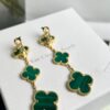 Van Cleef Arpels -Three-Flower Green Stud Earrings #2397