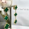 Van Cleef Arpels -Three-Flower Green Stud Earrings #2397