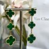 Van Cleef Arpels -Three-Flower Green Stud Earrings #2397