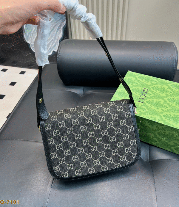 GUCCI-Denim Saddle Bag#2175