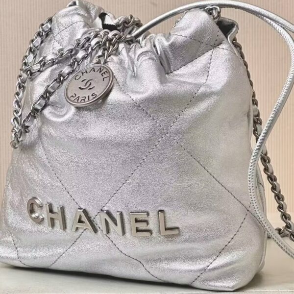 CHANEL-Sterling Silver Garbage Bag - Style Clutch#2183