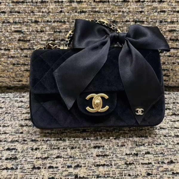 CHANEL-Velvet Bow Bag#2222
