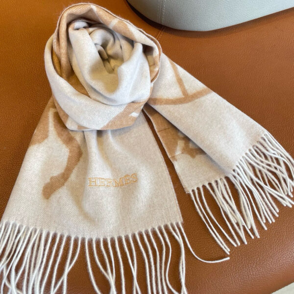 Hermes-Cashmere Jacquard Scarf #2289